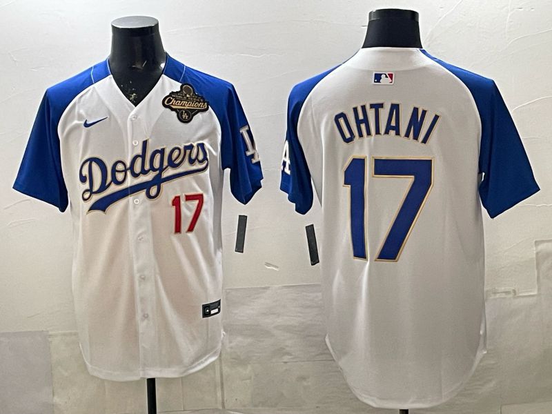 Men Los Angeles Dodgers #17 Ohtani White Gold 2026 Nike Game MLB Jersey 007->los angeles dodgers->MLB Jersey